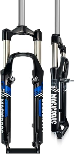 tylxayoxa Bicicletas De Montaña 26 Pulgadas, Tubo Recto 1 1/8 Horquillas Delanteras Horquilla Mecánica Viaje 100 Mm Bloqueo Manual QR Freno Disco/V 9(F)