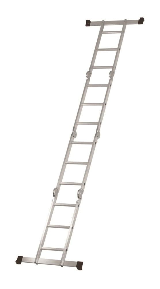 Svelt Scala Multiposizione 4 in 1 con Pianetto in Acciaio – 12 Pioli, Posizionabile a Ponte, Cavalletto e Banco di Lavoro, Cerniere Automatiche, Portata 150 kg