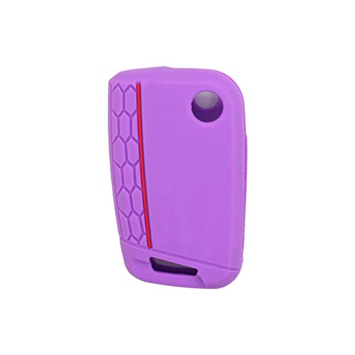 BROVACS Silicone Cover Protector Case Holder Skin Jacket Compatible with VOLKSWAGEN Golf GTI Tiguan Polo SKODA Octavia 4 Button Flip Remote Key Fob CV9806 Purple - Image 3