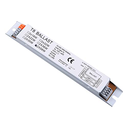 BIlinli T8 220-240V AC 2x58W Ballasts électroniques pour Lampes fluorescentes à Large Tension
