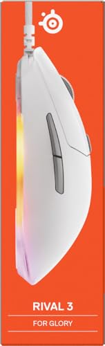 SteelSeries Rival 3 Gen 2 - Souris Gaming 8500 DPI - Capteur Optique TrueMove Core - Durabilité 60 Millions de clics - Faible Latence - Poids léger 77 g - Patins 100% PTFE - RGB - Blanc