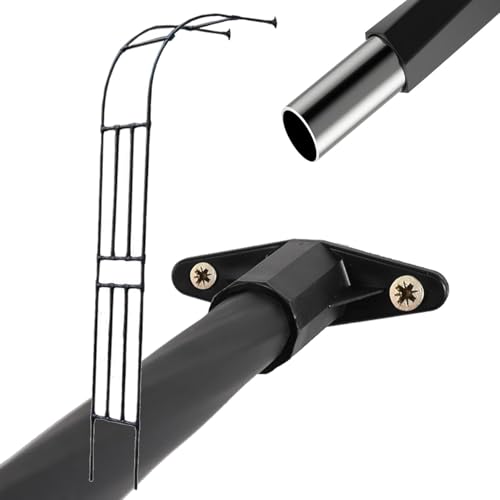 Arco de enrejado de metal para plantas, soporte de medio arco para exteriores, para rosas, decoraciones de globos, cenador de jardín, negro, 220 x 240 cm