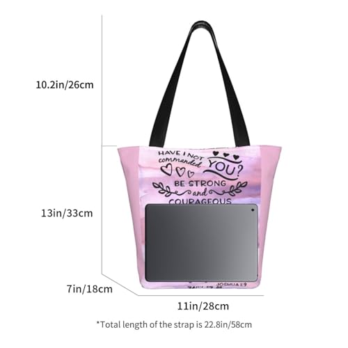 Joshua 1 9 Be Strong Bible Scripture Verse Shoulder Bag, High-Density Polyester Tote With Zipper Closure & Inner Pocket, Spacious & Lightweight For Market, Beach & Travel2