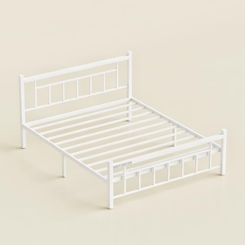 Image of Queen Size Metal Bed Frame | Queen Metal Bed | QueenSize Iron Bed | Queen Steel Bed | Heavy Duty Platform Bed | Double Bed Cot | Steel Slats | Metal Cot | No Box Spring Needed | Bedroom Furniture