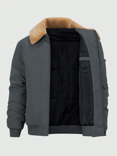 Image of GLASGO Men's Colorado Fleece-Lined Bomber Jacket || Winter Warm Stylish Casual Coat with Soft Collar & Zipper Closure