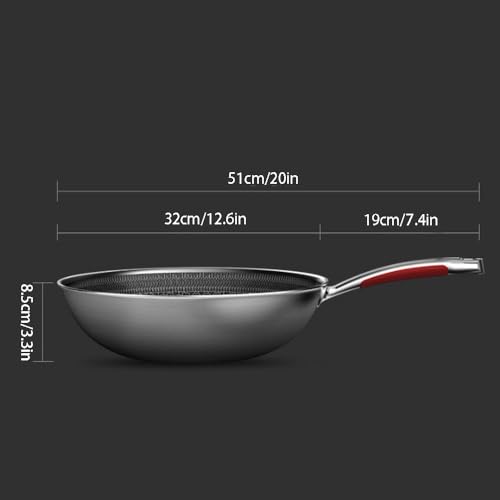 Wok de acero inoxidable con tapa de vidrio 12.6in miniatura 3