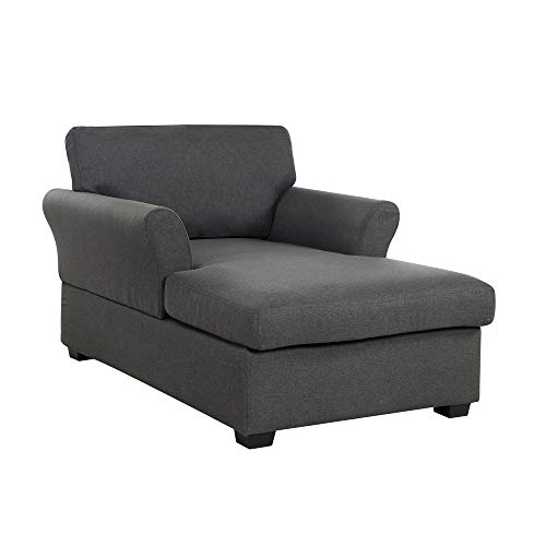 Casa Andrea Milano llc Classic and Traditional Ultra Comfortable Linen Living Room Fabric Chaise Couch Chair, Lounge, Dark Grey