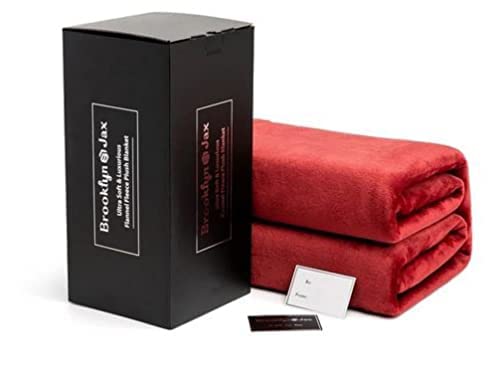 BROOKLYN + JAXFleece Blanket Ultra Soft Luxurious and Cozy Plush Double King (Queen - 225 x 225 cm, Burgundy)