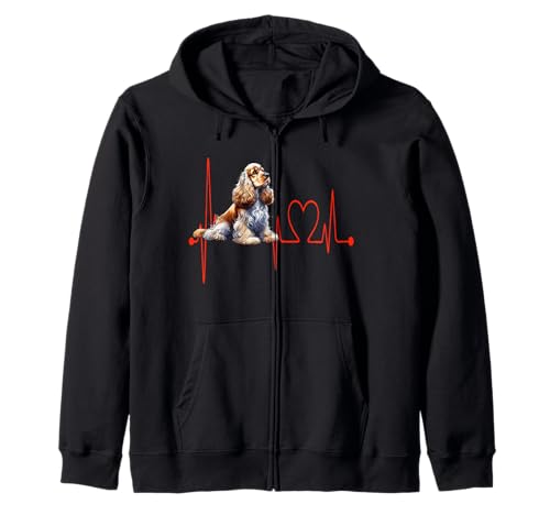 Cocker anglais Heartbeat Funny Dog Owner & Lover Sweat à Capuche