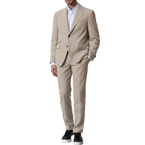 Men's Casual Business Jacket Set, Fashionable Lapel, Wrinkle Free Suit Jacket, Long Pants Set