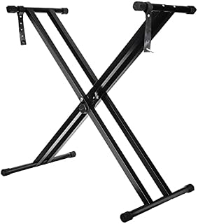 Trintion Keyboard Stand Double Braced X Frame Music Piano Keyboard Stand 49cm-97cm Adjustable Universal Classic Music Electronic Piano Stand with Locking Straps (7 Position Folding Adjustable Height)