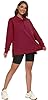 APEIYU Ladies Sweatshirts Long Sleeve Tops for Women Sweatshirts V Neck Half Zip Loose Sweatshirts Casual Knit Pullover Wine Red XXL #4