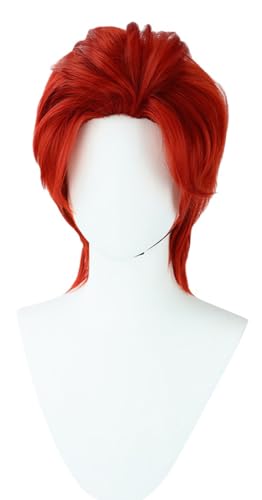 TEDPRBGE Anime Cosplay Wig Red Hair Wig Slicked Back Hair Layered Wigs Heat Resistant Wigs for Halloween Daily Party