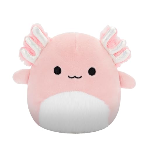 squishmallows original 5-inch archie pink axolotl with white fuzzy belly - official jazwares plush little