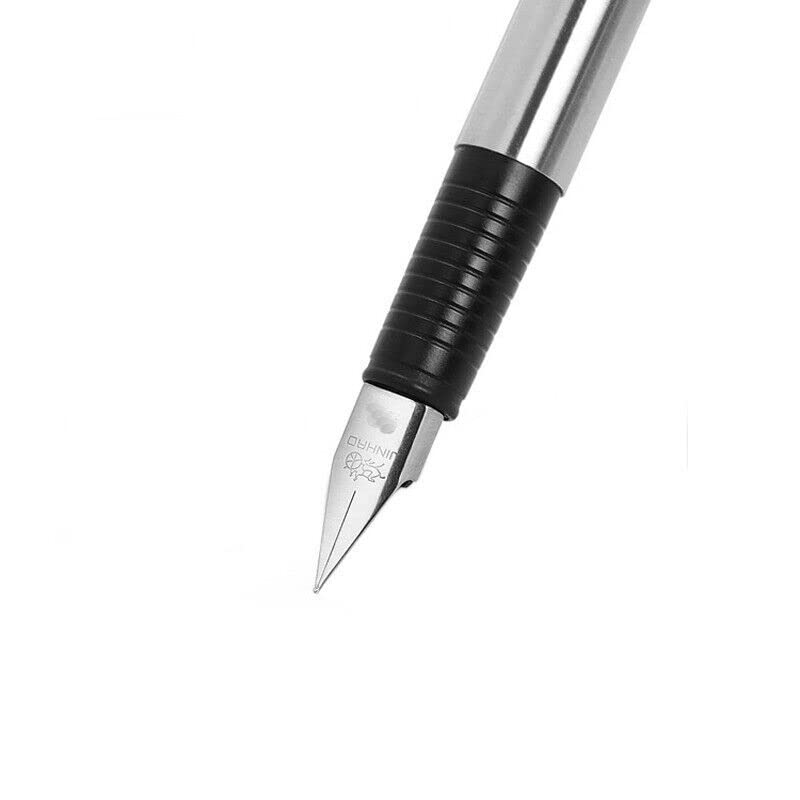 Image of GOLD LEAF Jinhao 65 Fountain Pen Matte Black All Steel Barrel Fine Nib Ink Pens for Writing Office School Calligraphy (0.5MM)
