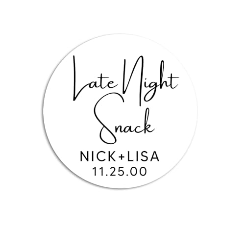Late Night Snack Personalized Stickers, Wedding Midnight Snack Labels, Wedding Treat Bag Party Stickers, Wedding Treat Bags