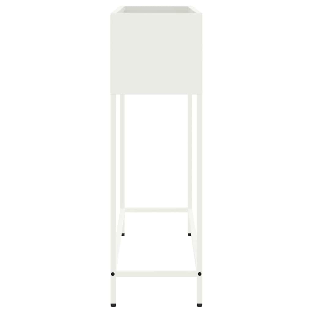 Podwyższona grządka ogrodowa, biała, 100 x 26 x 82 cm, stal, odporna na działanie promieni UV, warunków atmosferycznych, do ogrodu, na taras, balkon, na zewnątrz