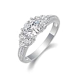 Tolldek Au 375/585/750 - Anillo de oro blanco para parejas de joyas auténticas, anillos clásicos de amistad con diamante creado en laboratorio, oro blanco 9 K/14 K/18 K, talla 47 – 65, Oro blanco 375