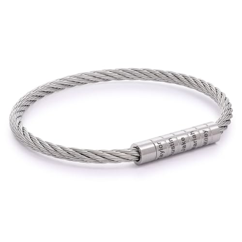 Personalized Choose Your Style Men Bracelet - Custom Inscriptions - Meaningful Gift for Him, Husband - Gift for Father's Day, Christmas, Birthday - by MYKA (Twisted - Engraved Matte Stainless Steel Bracelet)