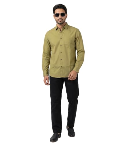 Image of Amazon Brand - INKAST Men Solid Cotton Shirt | Casual Wear | Basic Essential Plain Everyday & Office Wear | Full Sleeve | Regular Fit