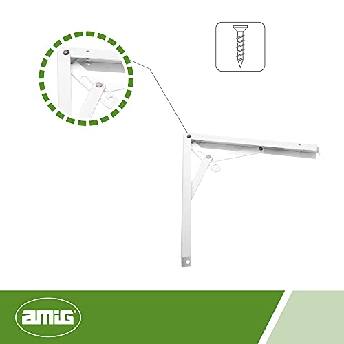 Amig Folding Bracket for Wall Shelves, Multicoloured, 200 mm (8'') - Image 2