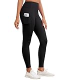 AegisChic Womens Black Leggings with Pockets Tummy Control Workout Yoga Tights for Woman Sports Gym Butt Lift