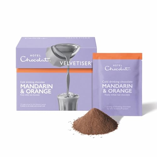 Image of Hotel Chocolat Iced Chocolate Mix - Mandarin Orange Drinking Chocolate with More Cacao, Less Sugar, 10 Servings, Gourmet Cocoa