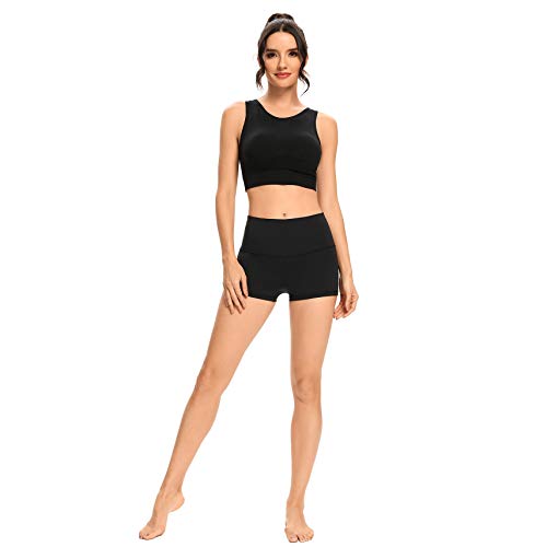 Lxnmgo Women's 2" High Waist Yoga Shorts Tummy Control Biker Running Workout Compression Shorts For Women Black, L #TOP1