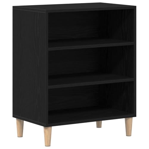 Aparador negro efecto roble de diseño minimalista con patas de madera noble para interiores top 2