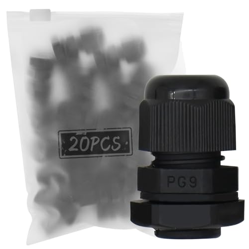 MAKERELE PG9 Cable Gland Waterproof IP68 Wire Gland, 4-8.2mm, 20 PC, Black