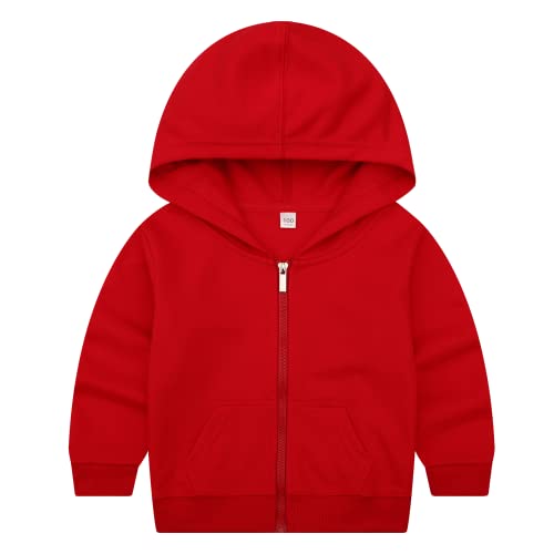 DINGDONG'S CLOSET Kid Toddler Boy Girl Solid Multi-Color Basic Cotton Hoodie Hooded Zip Up Sweatshirts Pullover Jacket