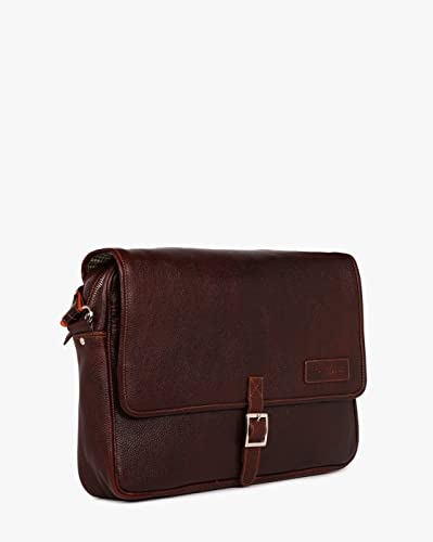 Image of Mario-Genuine Leather Laptop Messenger Bag (Dark Brown) - by Tortoise