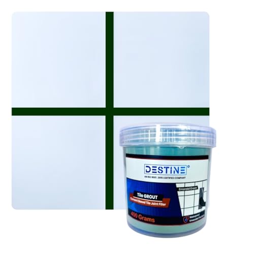 Image of DESTINE READY-TO-MIX inchTILE GROUT inch (16 COLOURS) (ALL PACKS: 100 Gm,250 Gm,400 Gm,800 Gm,1 Kg), Waterproof, Crack Filler, Cement Based Tile Gap Filler (400 g (Pack of 1), Emerald Green)