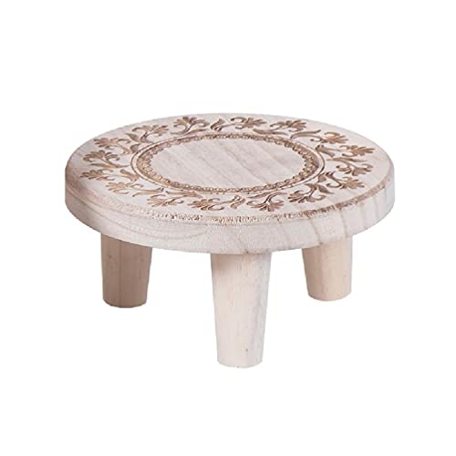 Banqueta de madeira maciça impressa, suporte de vaso de flores, base de vaso de plantas e suculentas