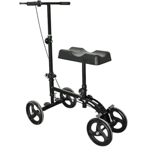 kiwet折りたたみ式ニーウォーカー, 調節可能な歩行補助具、足の骨折用歩行器、障害者用歩行補助具、4輪キャスター, ソフトクッションシート, ショック吸収システム付き (バランスニーバイク - スタンダードモデル)