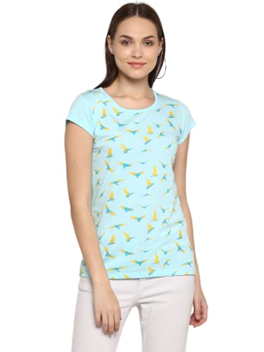 Image of Modeve Women Printed Cotton Blend Half Sleeve Round Neck T-Shirt for Summer