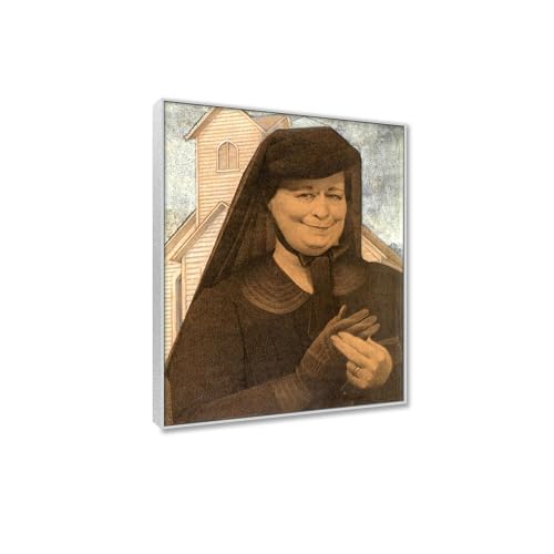 Tableau Grant Wood pour mur vide affiche surréaliste de qualité avec cadre argent
