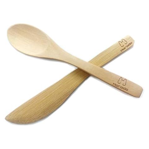 2pcs Set Portable Wooden Teaspoon Bamboo Tea Knife Set (13 cm / 5 inch) Cover