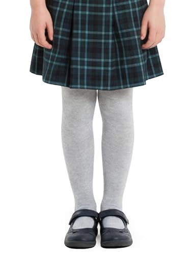 COTTON DAY Kids Girls School Dress Cotton Tights 6-8 Years 1 Pack (Lt Gray Size 8)