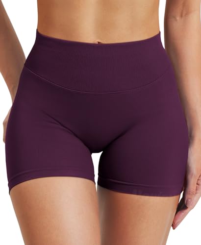 VOYJOY Women Workout Impact Shorts 2.5"/ 3.6"/ 4.5"/ 6" Scrunch Butt Lifting Gym Seamless Booty Biker Shorts Black Cherry4