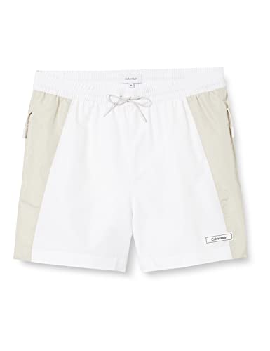 Calvin Klein Herren Badehose Medium Drawstring Lang, Weiß (PVH Classic...