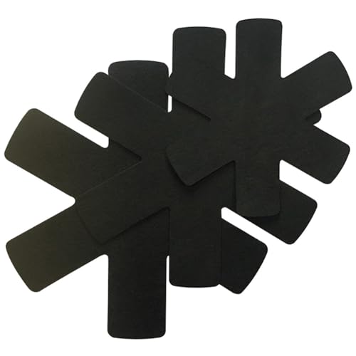 3Pcs Anti-Slip Pan and Pot Protectors Separators Stackable Cookware Organizers for Pots and Pans Black Kitchen Storage Savers 3 Sizes 10 inch 14 inch 15 inch