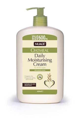 Nuage Oatmeal Daily Moisturizing Cream for All Skin Types with Soothing Oatmeal Extracts, Hydrating and Nourishing Formula, 600ml Pump Bottle