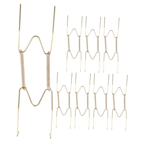 Cabilock Chic W-Shape Decorative Plate Holders 8 Pack of Vintage Steel Invisible Wall Mount Plate Hangers for Display