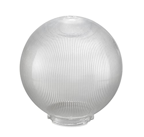 Image of Aspen Creative 28002-75-11, 8 inch Clear Prismatic Acrylic Replacement Lamp Post Globe with 3-3 /4 inch Twist Lock Neck
