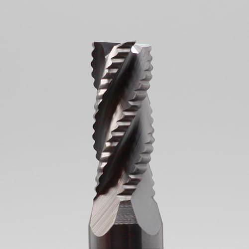 Image of Roughing End Mill JESTUOUS Carbide Square Nose 4 Flute Fine Tooth Bit 3 /8 inch Shank Dia. 3 /4 inch Flute Length for Milling Metal Steels,1 Piece
