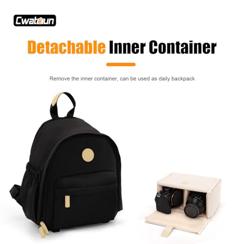 Cwatcun Camera Backpack Bag Small for Women,Fashion DSLR Camera Bag with Tripod Strap Laptop Compartment and Padded Dividers Lightweight Photograhy Cute Backpack Case for Cameras Accessories - Thumbnail 4