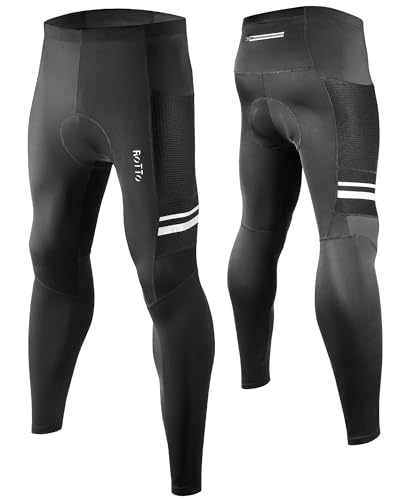 ROTTO Cyclisme Pantalons Longue cuissards Homme Hiver Bicyclette Collants de vélo avec Coussin en Silicone 3D, Non rembourré