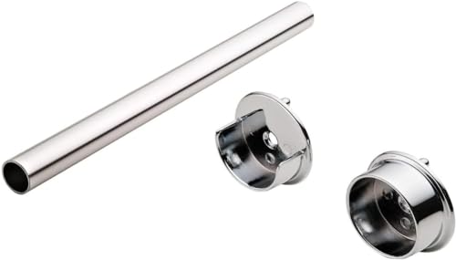 Premium 1 5/16 Inch Diameter Round Wardrobe Tube Closet Rod with End Supports (Chrome, Custom 10'-48' Wide Space)