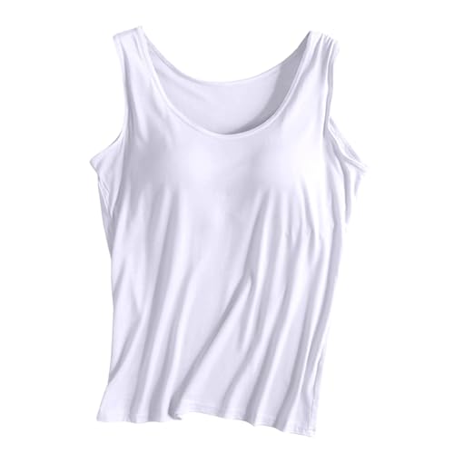 Tanks with Built in Bra for Teens Camisole Spaghetti Strap Workout Yoga Shirts Basic Padded Tank Tops Summer Clothes